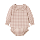 Mauve Gingham Dorothy Poplin Ruffle Set - Kendi