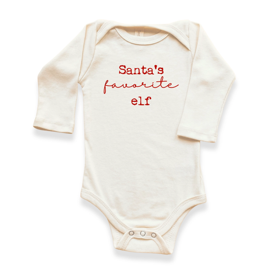 Santa's Favorite Elf Long Sleeve Bodysuit - Tenth & Pine