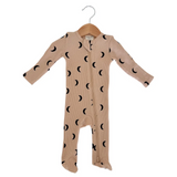 Tan Black Moon Waffle Romper - Spearmint