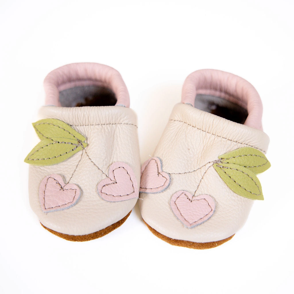 Pink & Cream Cherries Leather Shoe - Starry Knight Designs