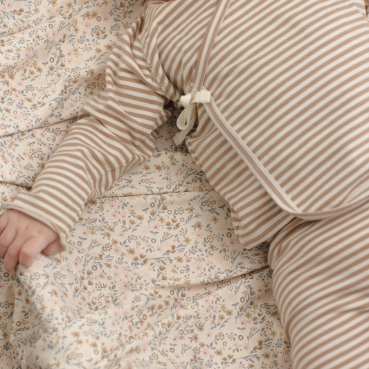 Almond Stripe Wrap Top + Pant - Quincy Mae