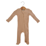 Tan Waffle Romper - Spearmint