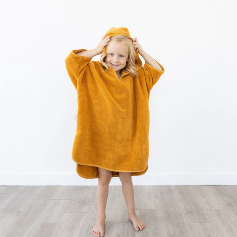 Harvest Gold Hooded Poncho Cover Up - Natemia