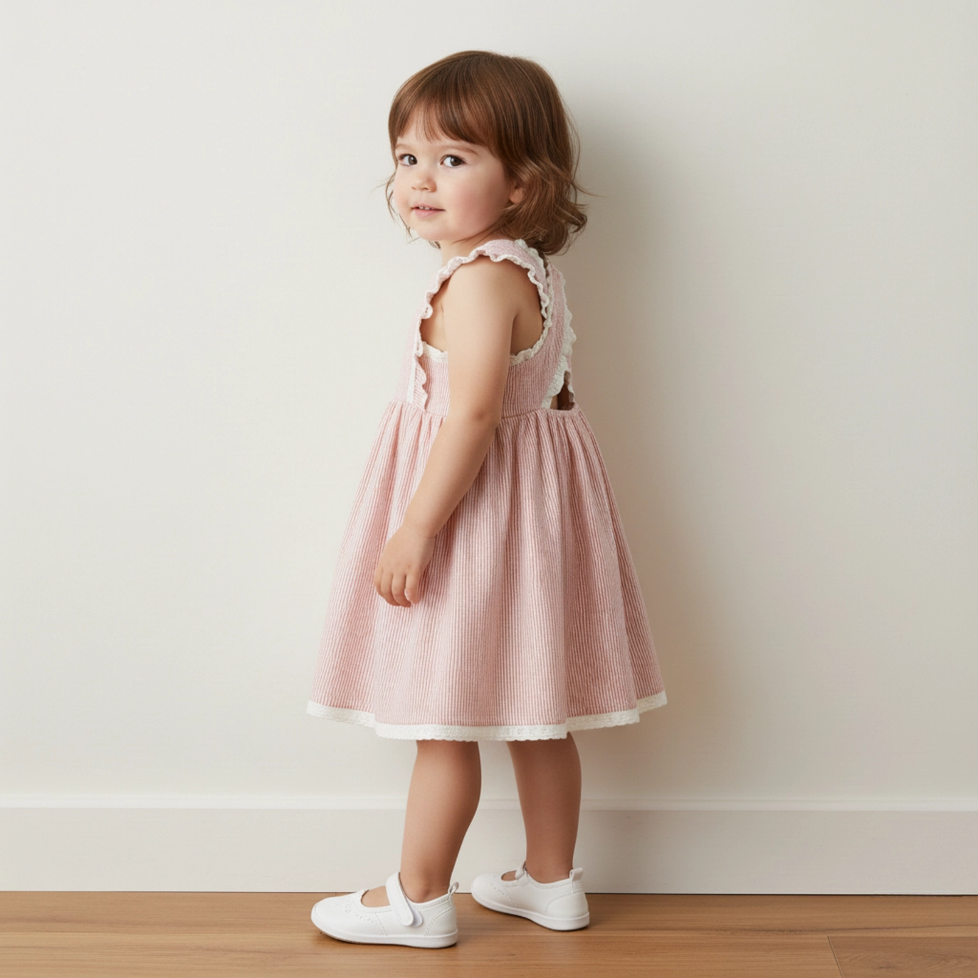 Coral Stripes Cross Back Dress - Makemake Organics