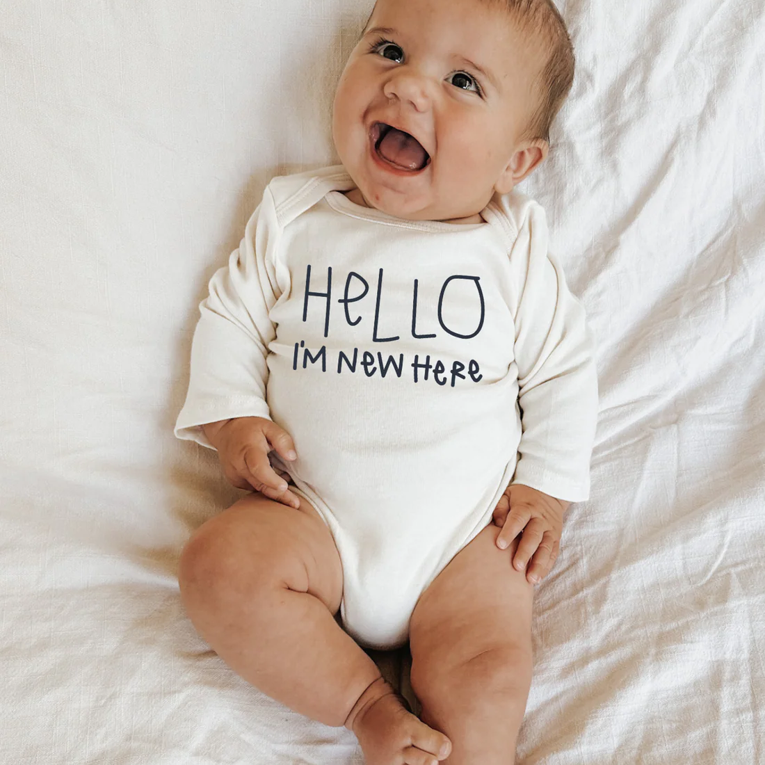 Hello I'm New Here Long Sleeve Bodysuit - Tenth & Pine