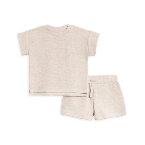 Heather Oat Odell Waffle Top & Shorts - Colored Organics
