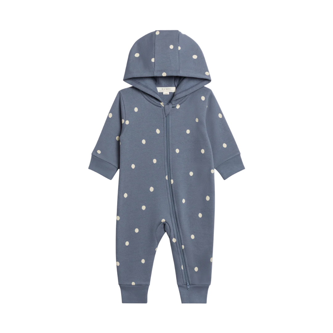 Denim Polka Greer Hooded Romper - Kendi