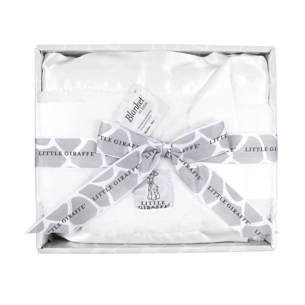 White Chenille Baby Blanket - Little Giraffe