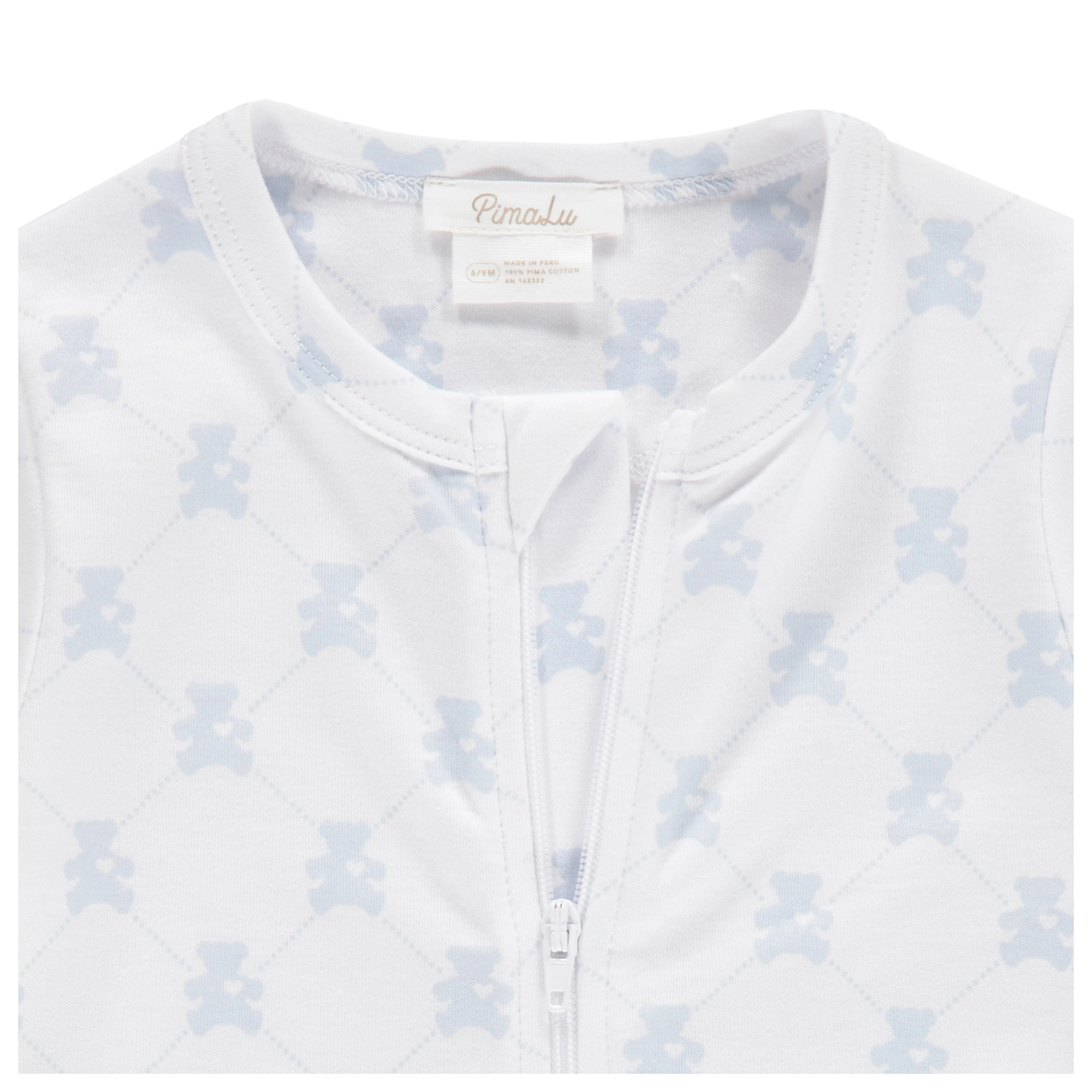 Blue Teddy Bear Zipper Footie - Pimalu