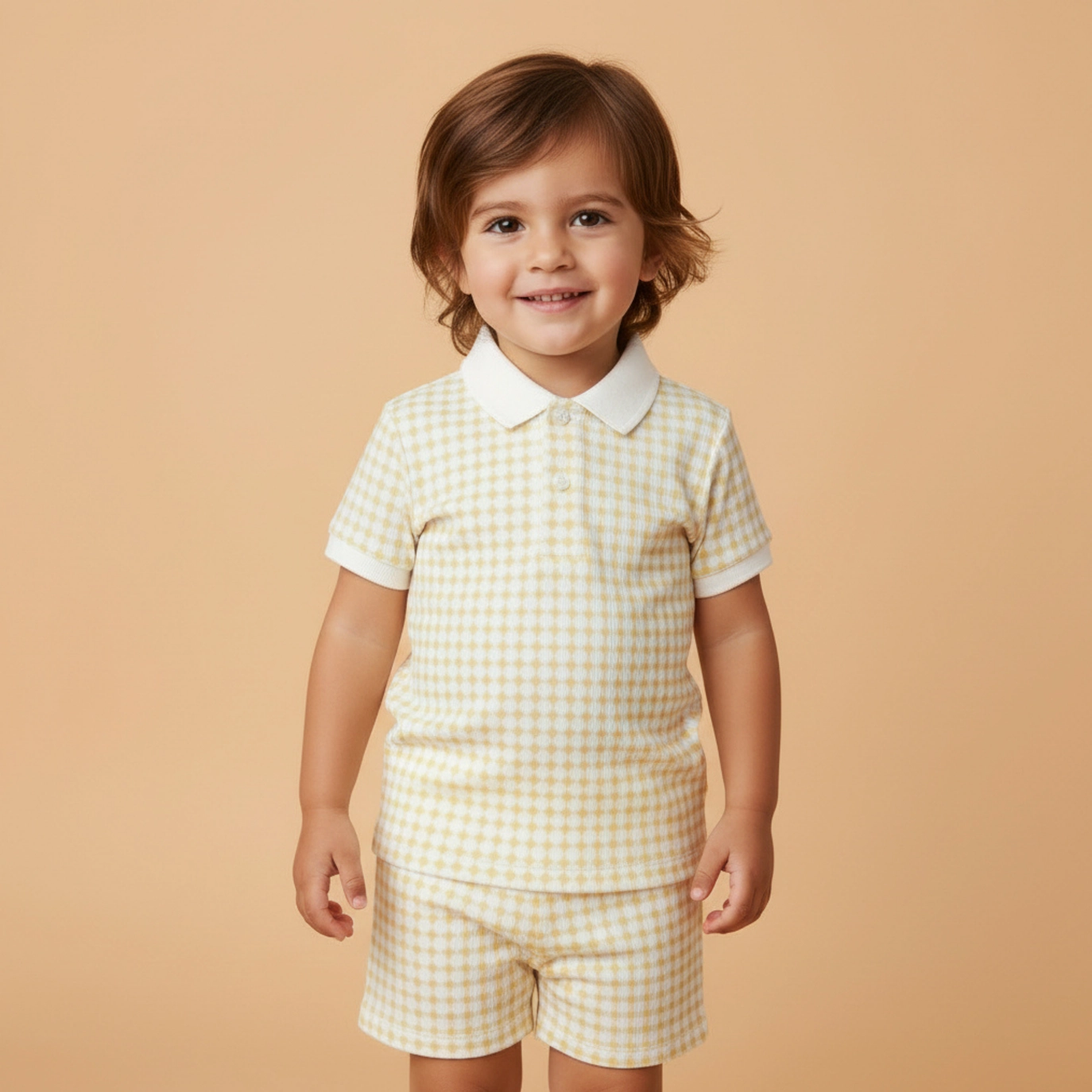 Dotty Gingham Collar Tee & Short Set - Makemake Organics