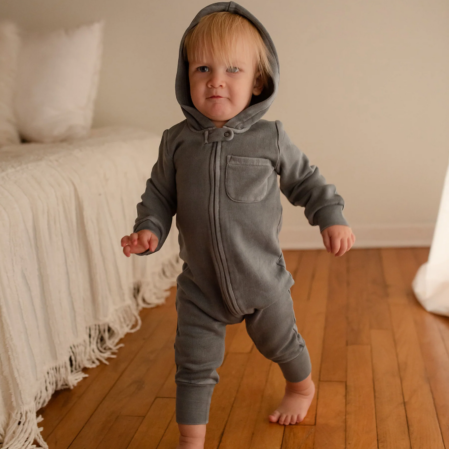 Moonstone Cozy Zip Romper - L'ovedbaby