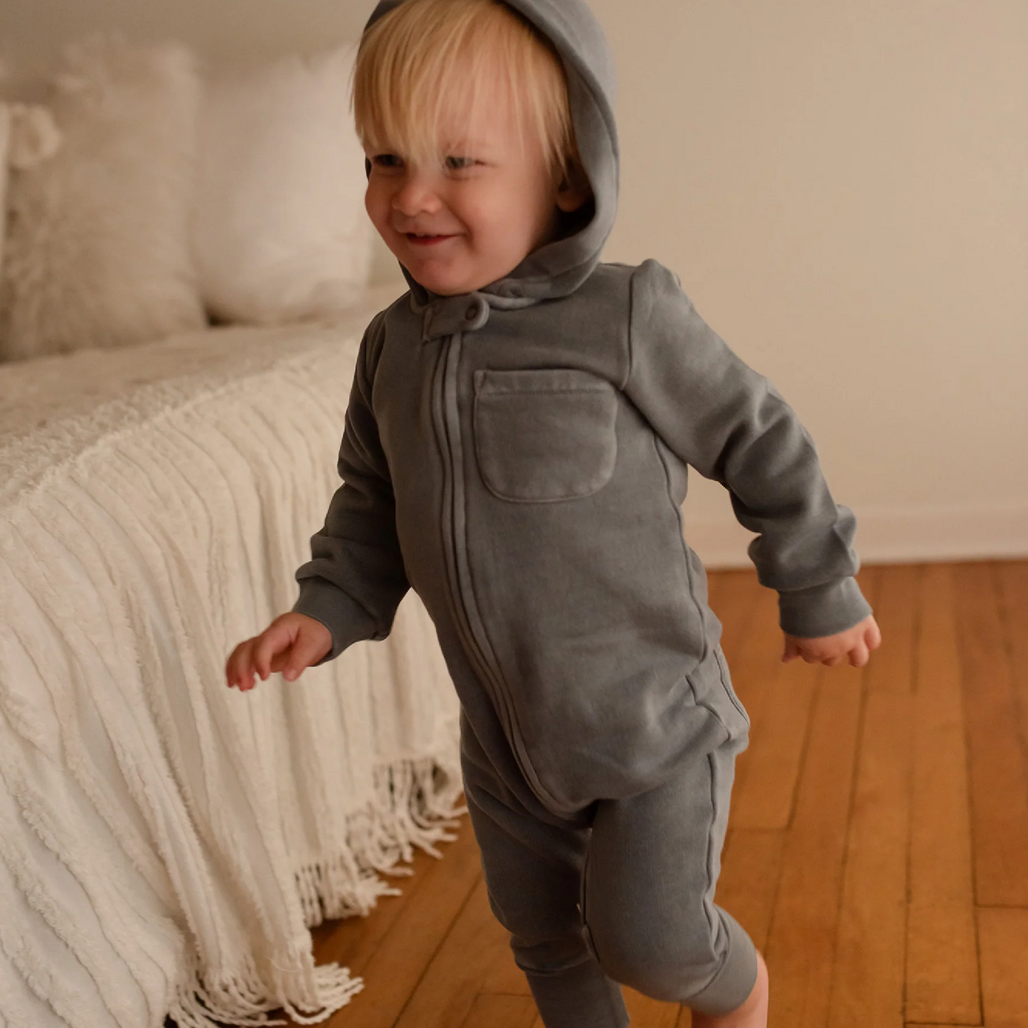 Moonstone Cozy Zip Romper - L'ovedbaby
