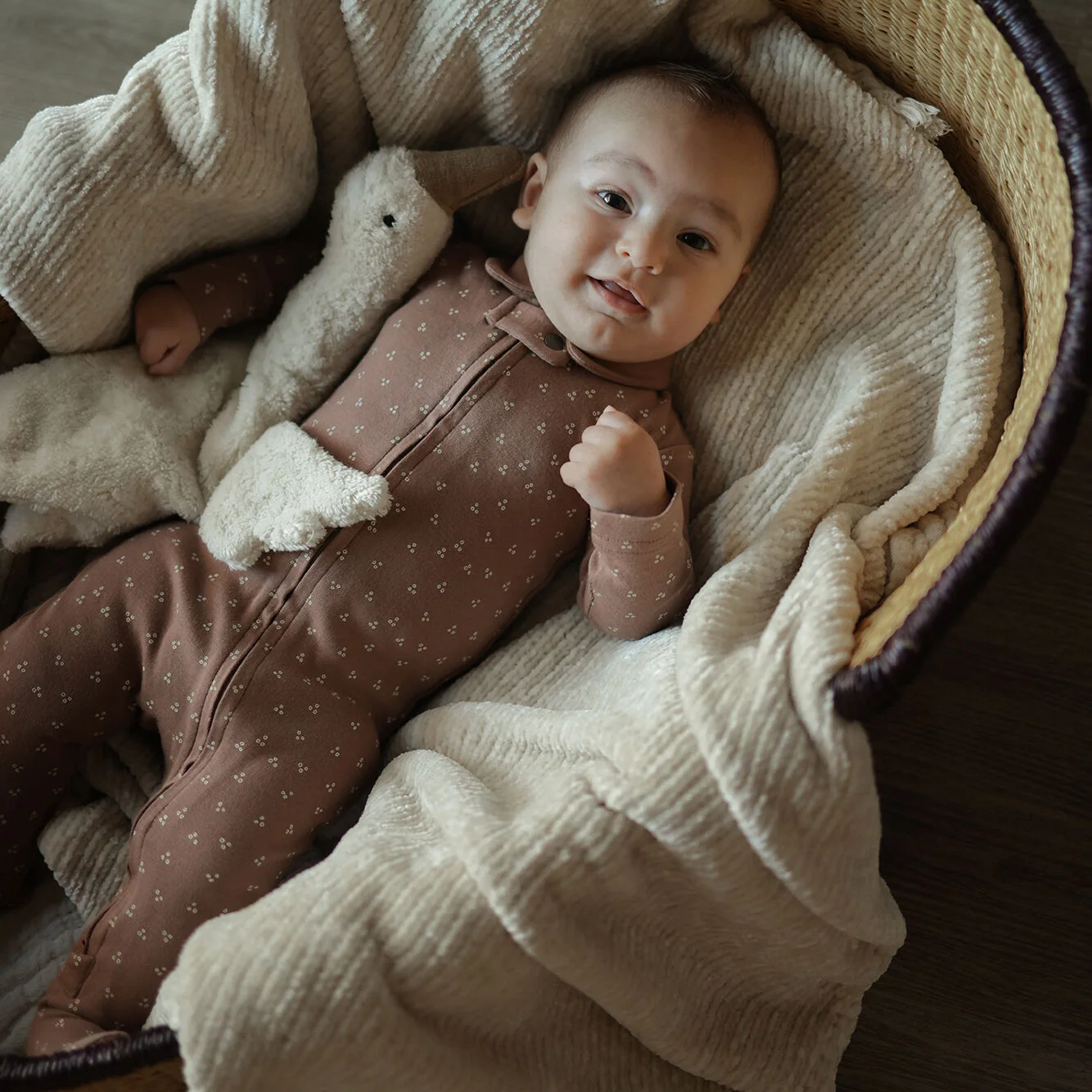 Latte Dots Polo Zipper Footie - L'ovedbaby