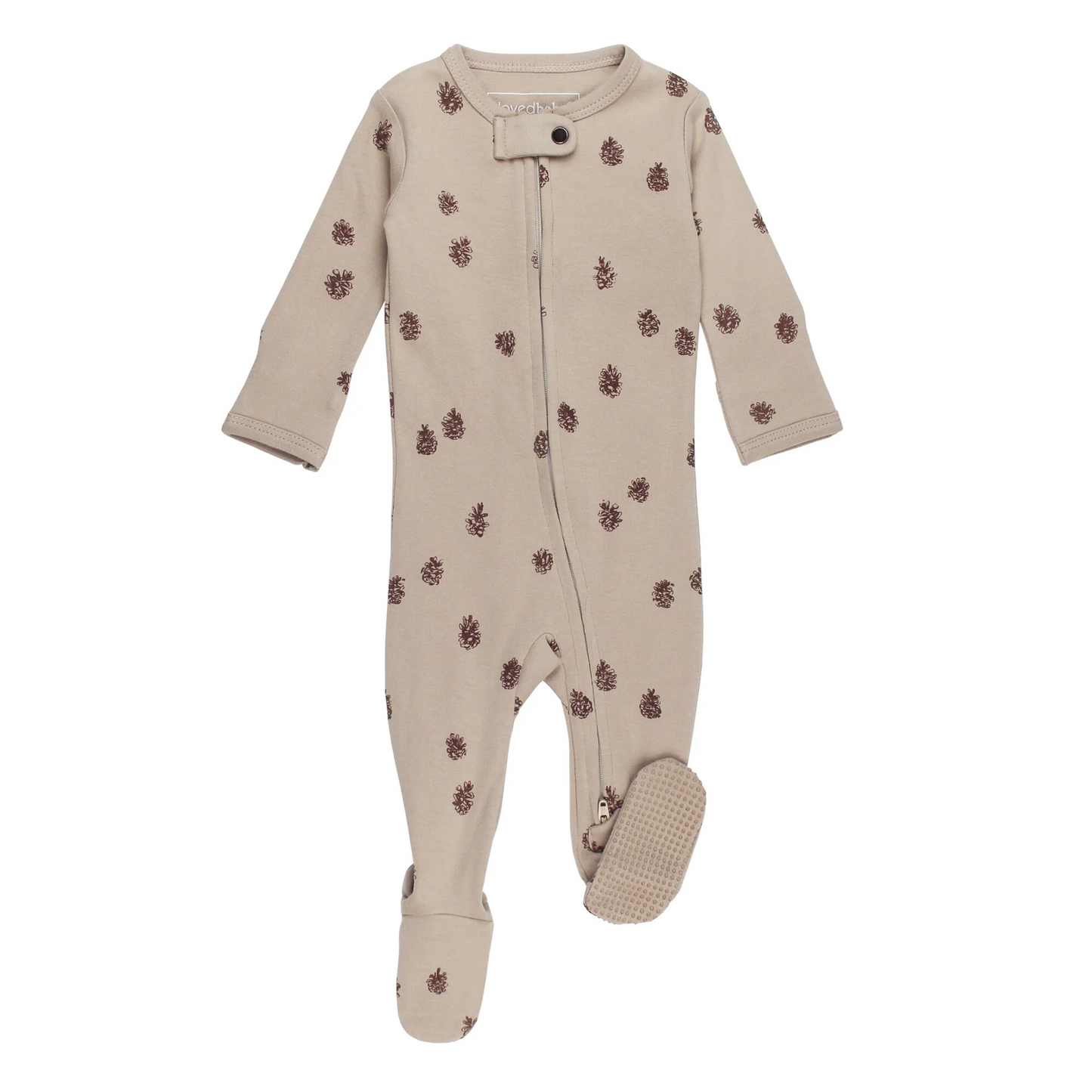 Oatmeal Pinecone Zipper Footie - L'ovedbaby