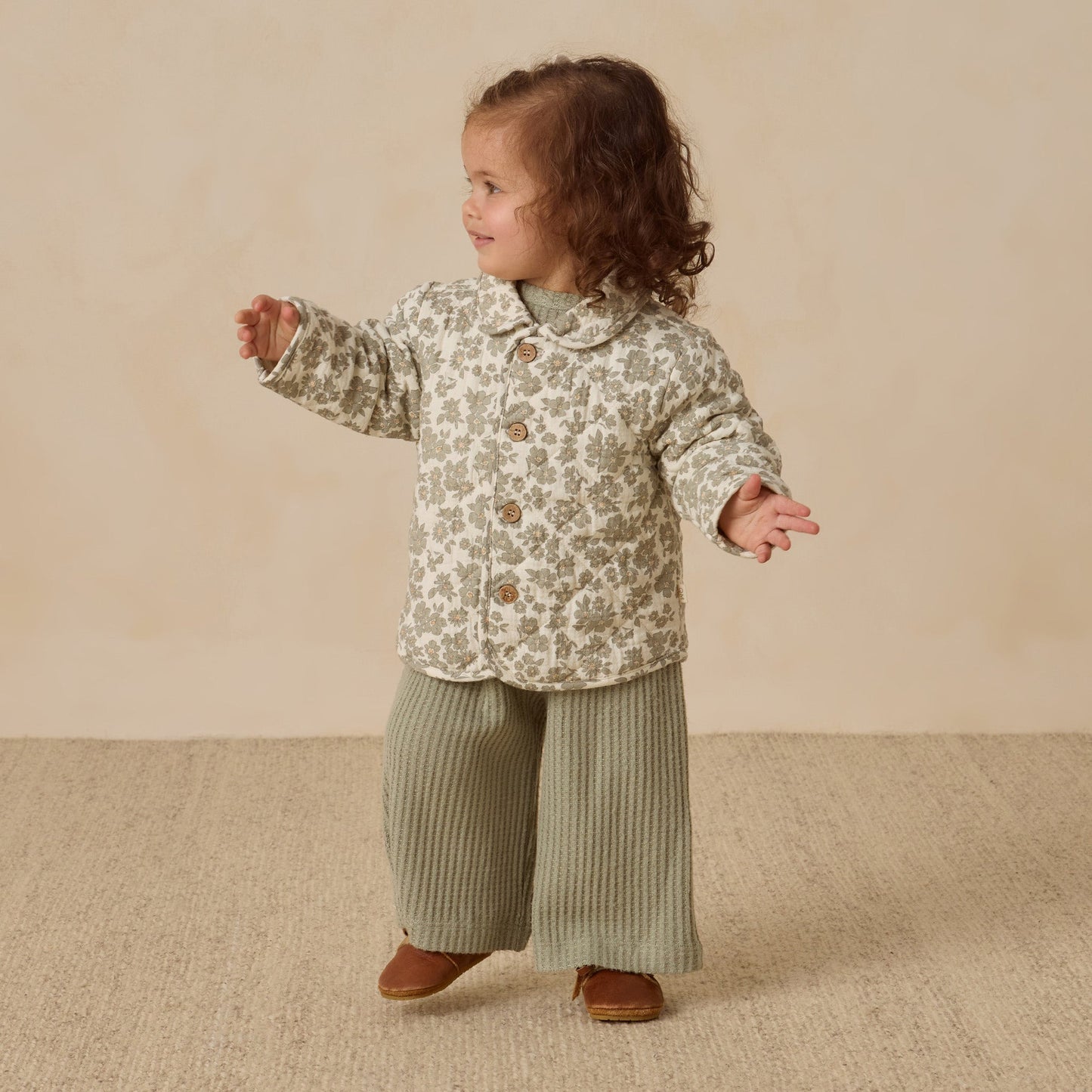 Green Floral Quilted Jacket - Quincy Mae