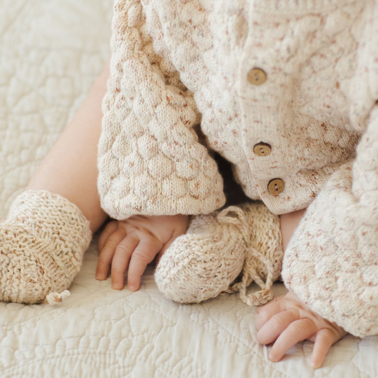 Natural Confetti Bubble Knit Cardigan- Quincy Mae