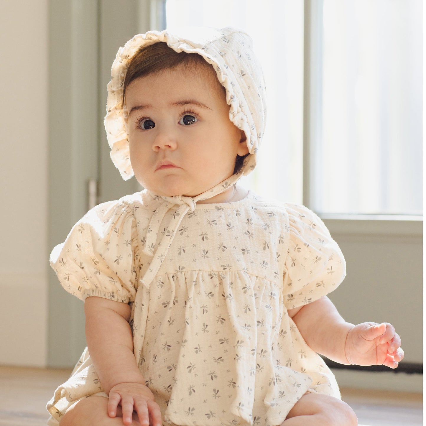Bluebell Ruffle Woven Bonnet - Quincy Mae