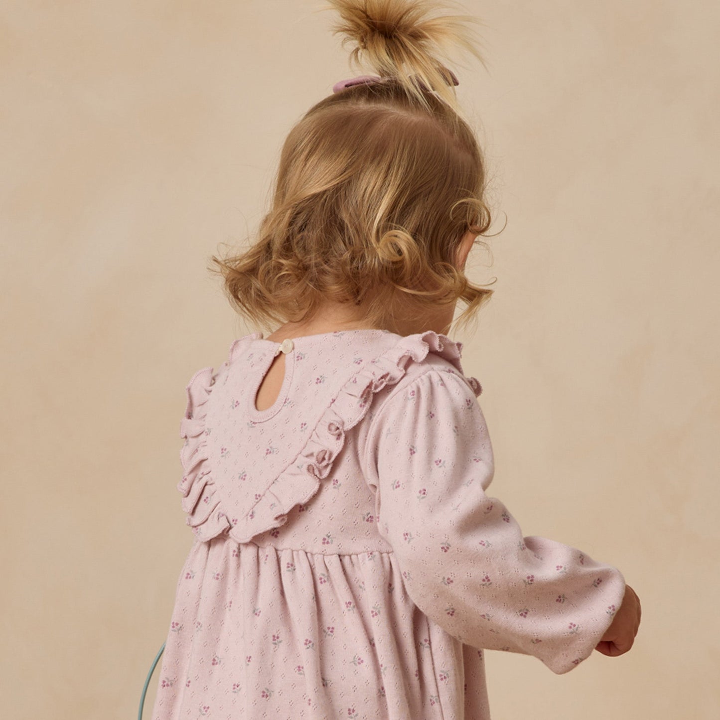 Lilac Ditsy Ruffle V Dress - Quincy Mae