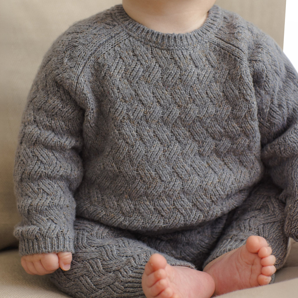 Heathered Slate Knit Sweater - Quincy Mae