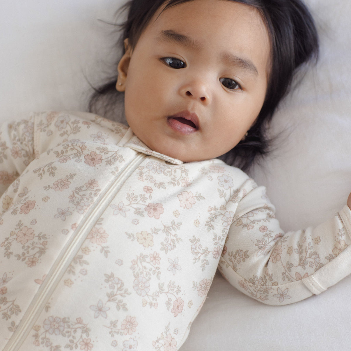 Floral Vine Zip Footie - Quincy Mae
