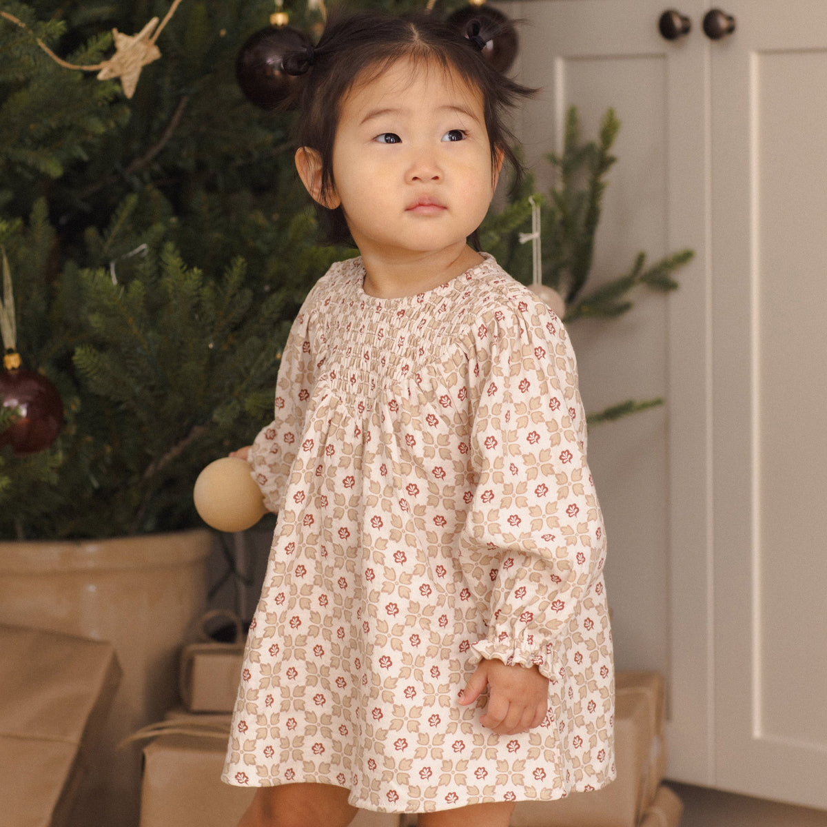 Winter Rose V Smocked Dress - Quincy Mae