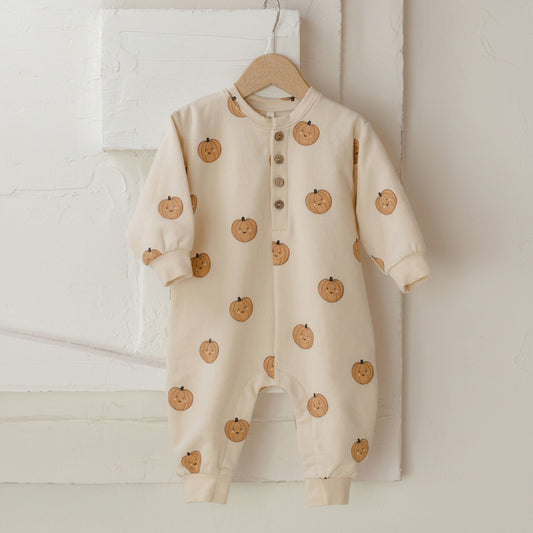Pumpkin Fleece Jumpsuit - Quincy Mae
