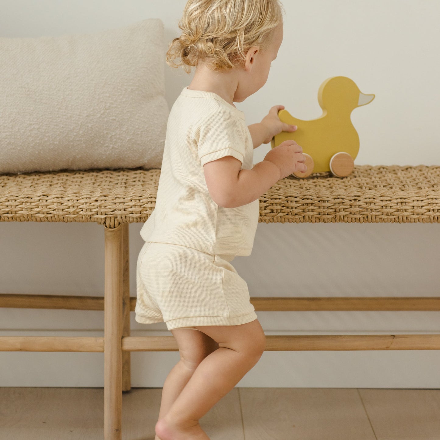 Natural Waffle Shortie Set - Quincy Mae