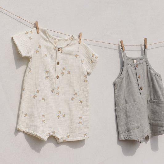 Birds Woven Romper - Quincy Mae