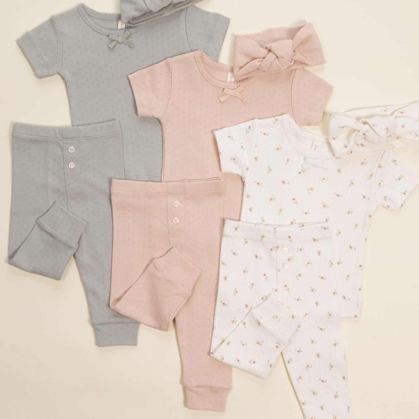 Melon Pointelle Tee + Pant Set - Quincy Mae