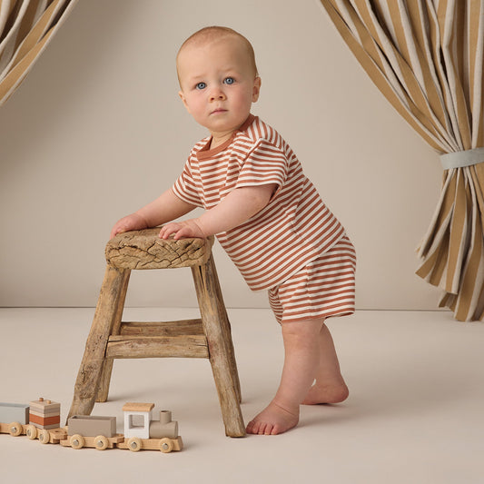 Poppy Stripe Pocket Tee + Short Set - Quincy Mae