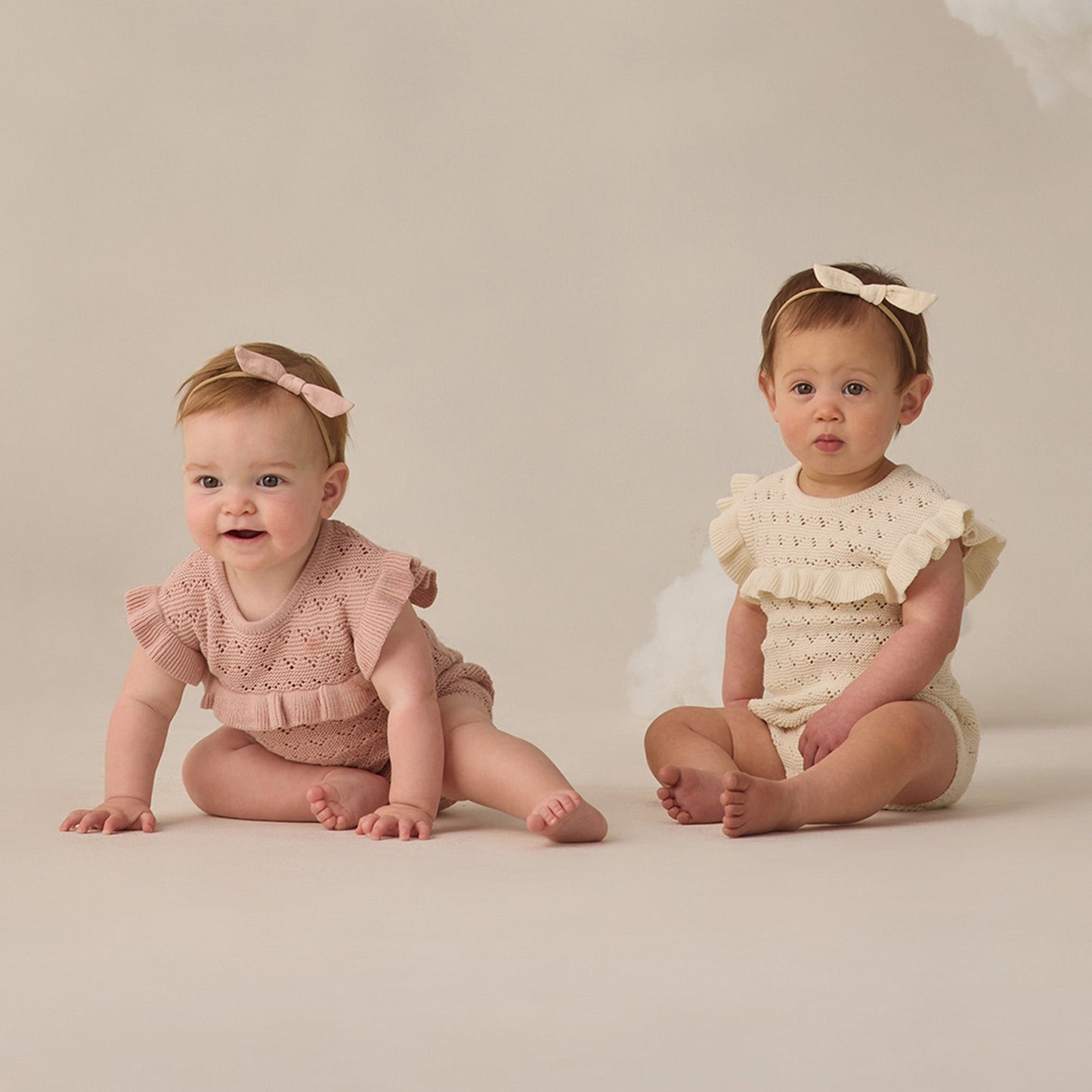 Blush Pointelle Ruffle Romper - Quincy Mae
