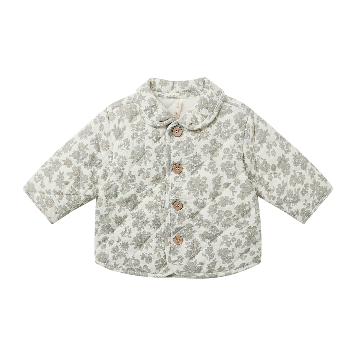 Green Floral Quilted Jacket - Quincy Mae
