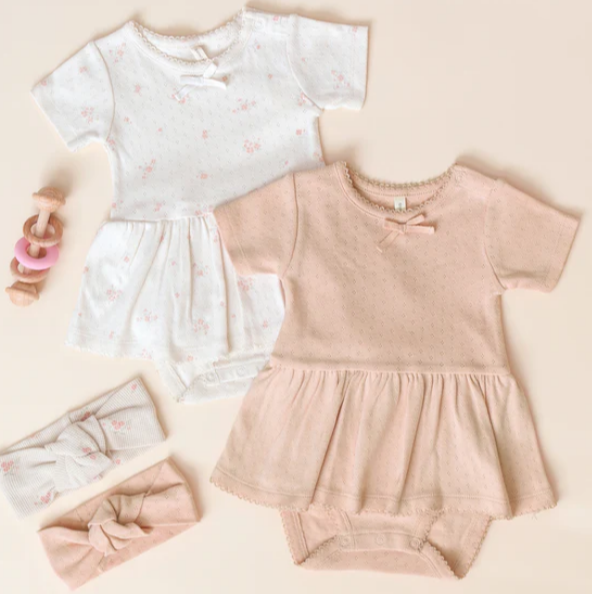 Melon Pointelle Skirted Bodysuit - Quincy Mae