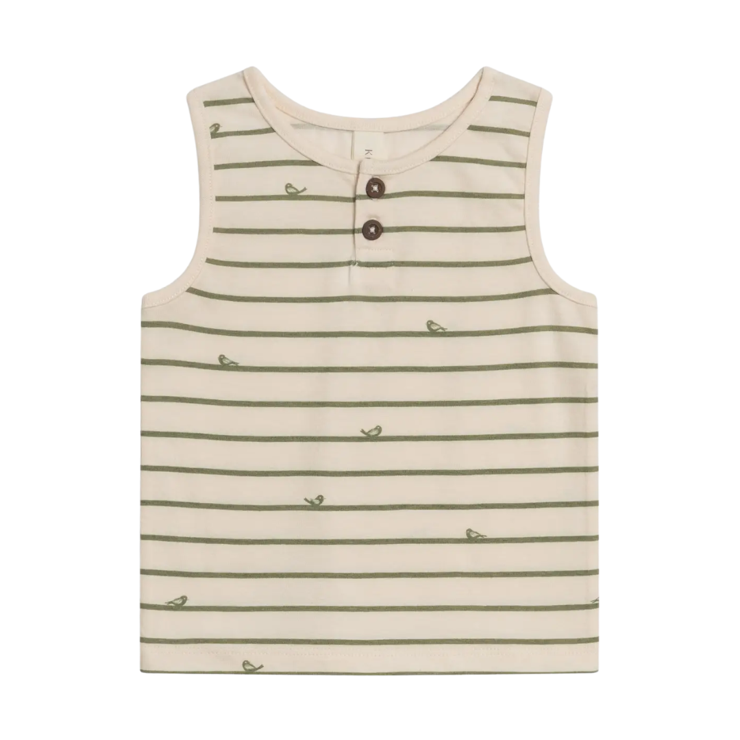 Bird Stripe Niko Henley Tank Top - Colored Organics