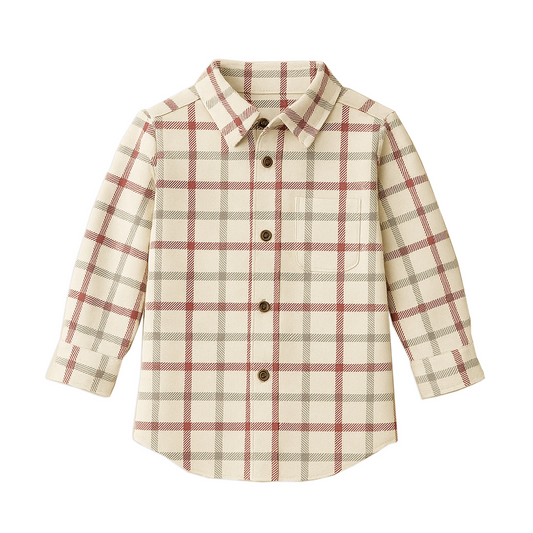 Taupe Plaid Earl Poplin Shirt - Kendi