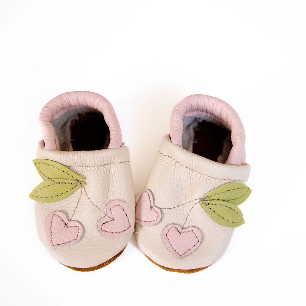 Pink & Cream Cherries Leather Shoe - Starry Knight Designs