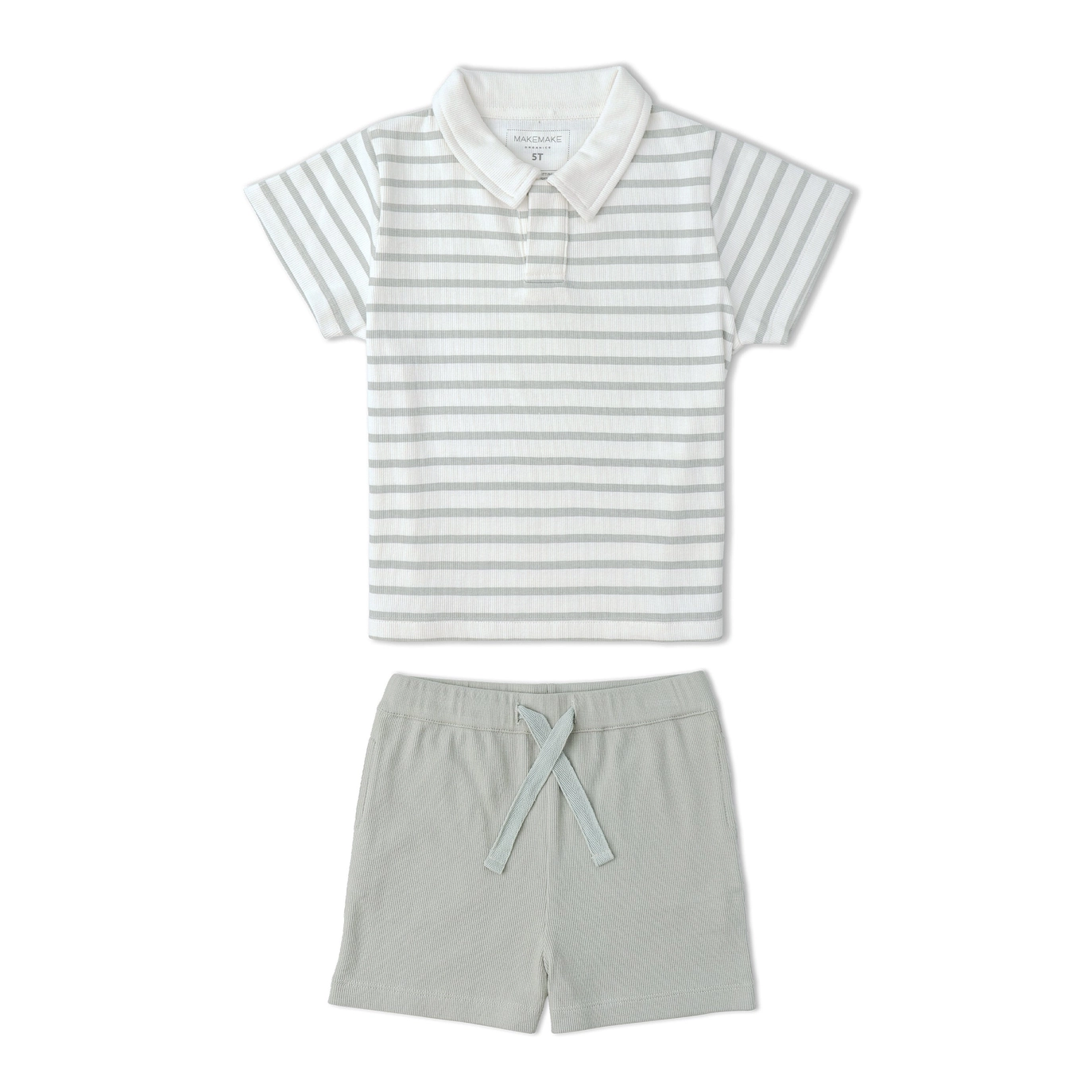 Fog Stripes Collar Tee & Short Set - Makemake Organics