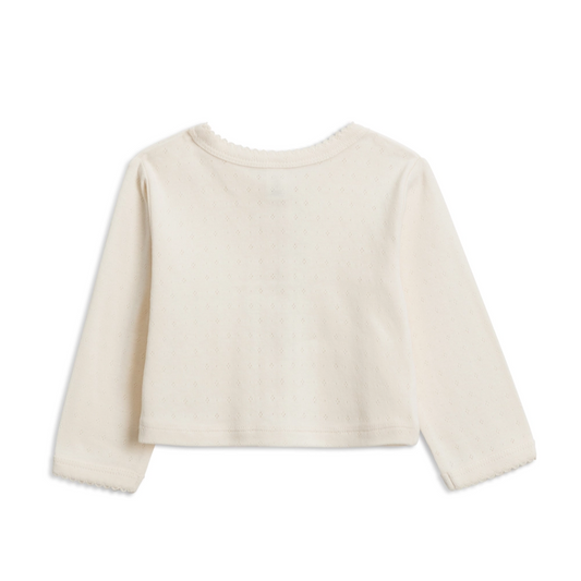 Ivory Clara Pointelle Button Down Cardigan - Kendi by Colored Organics