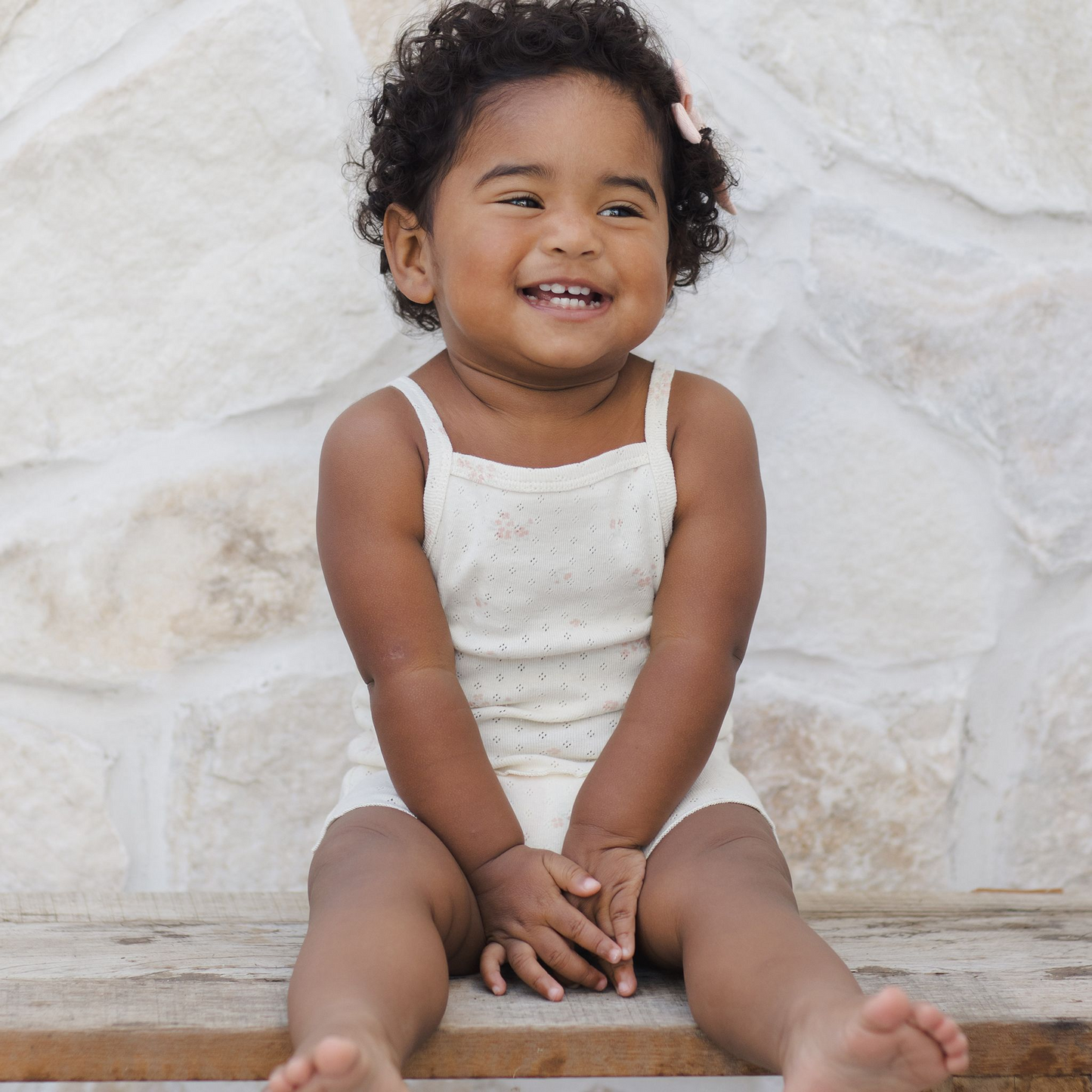 Pink Ditsy Pointelle Tank + Shortie Set - Quincy Mae