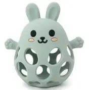 Silicone 3D Bunny Rattle - Three Hearts