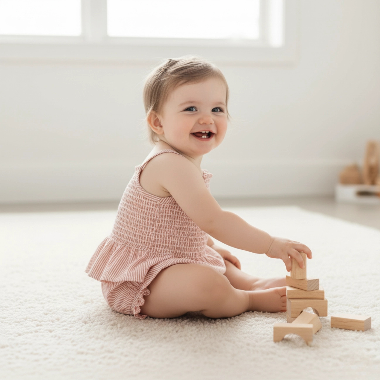 Coral Stripes Smocked Top & Bloomer Set - Makemake Organics