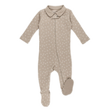 Oatmeal Dots Polo Zipper Footie - L'ovedbaby