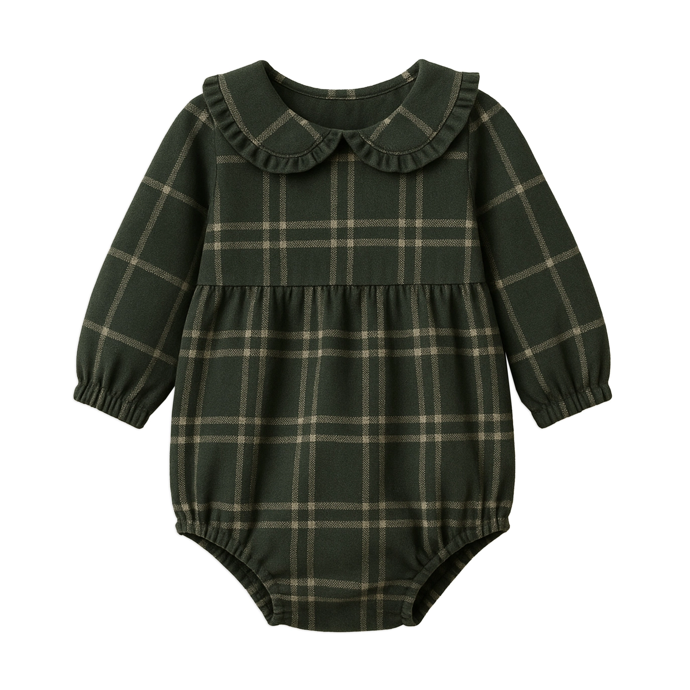 Pine Plaid Aven Flannel Bubble Romper - Kendi