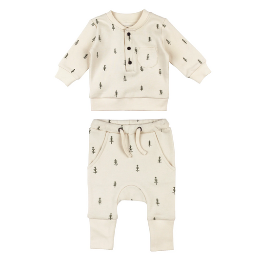 Buttercream Tree Henley & Jogger Set - L'ovedbaby