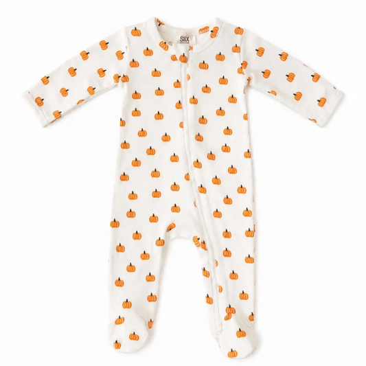 Pumpkin Pointelle Footie - SIIX Collection