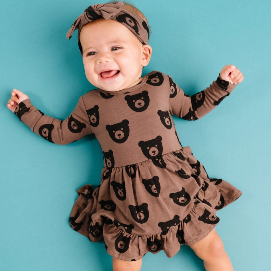 Brown Bear Bodysuit Dress - Little One Shop