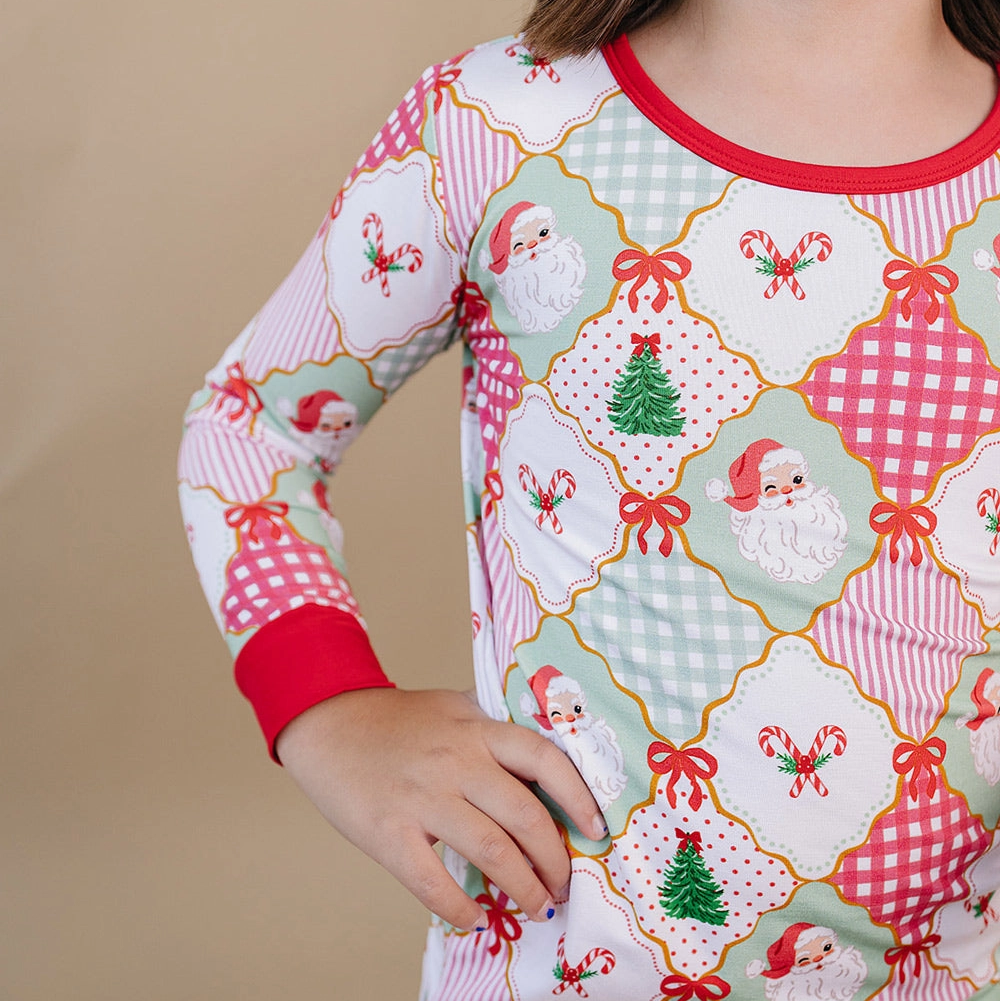 Santa Patchwork Two Piece - Lucky Panda Kids