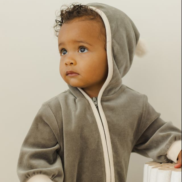 Forest Velour Zip Jumpsuit - Quincy Mae