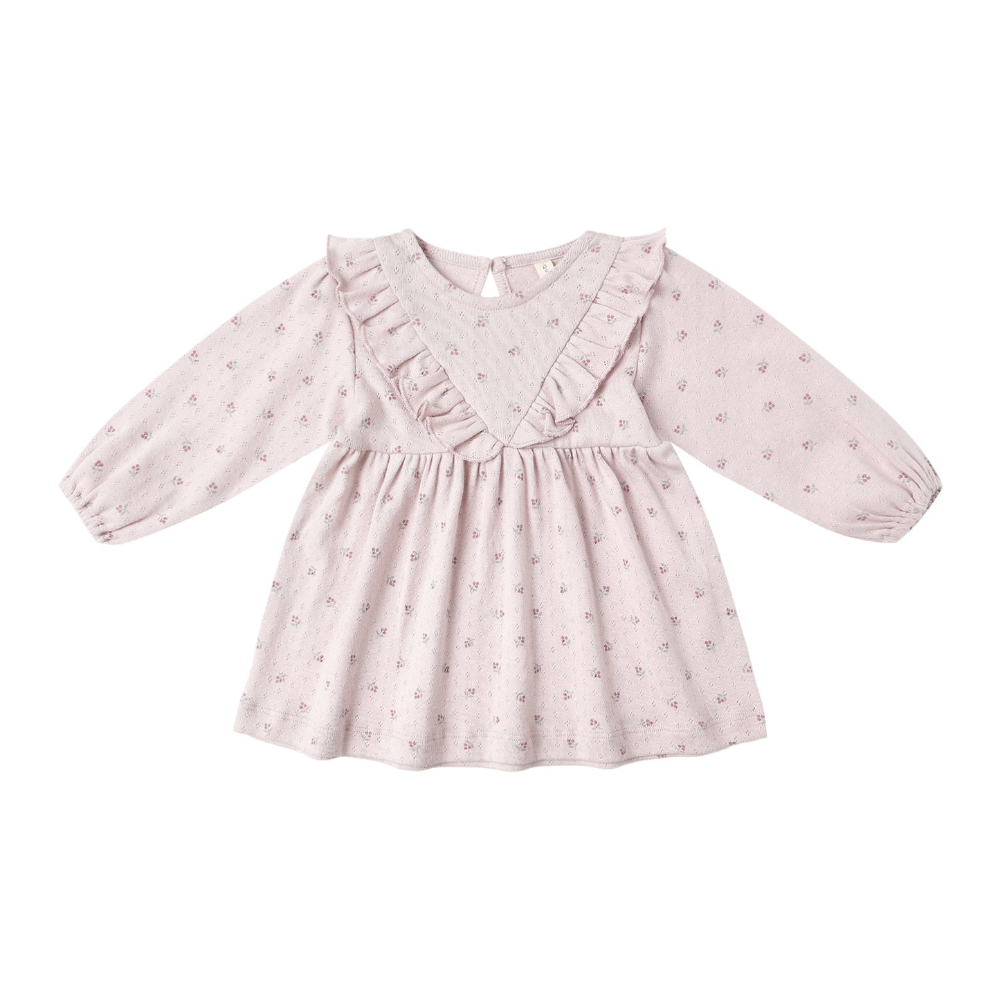 Lilac Ditsy Ruffle V Dress - Quincy Mae