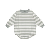 Sage Stripe Crewneck Bubble Romper - Quincy Mae